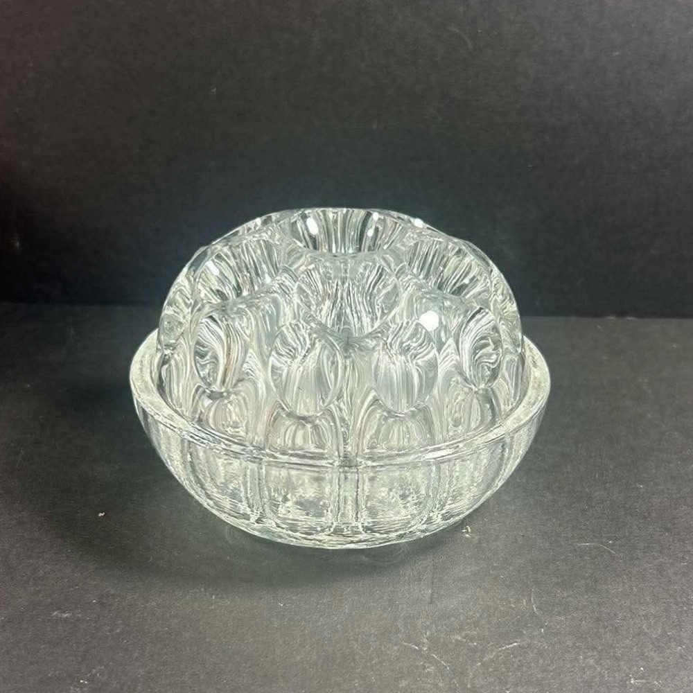 Vintage Glass Flower Frog Clear Round 16 Hole Floral Arranger